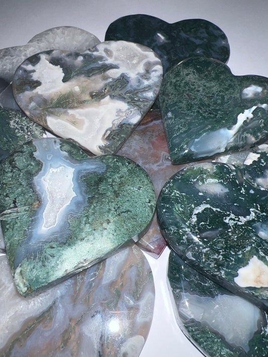 Moss Agate & Ocean Jasper Hearts